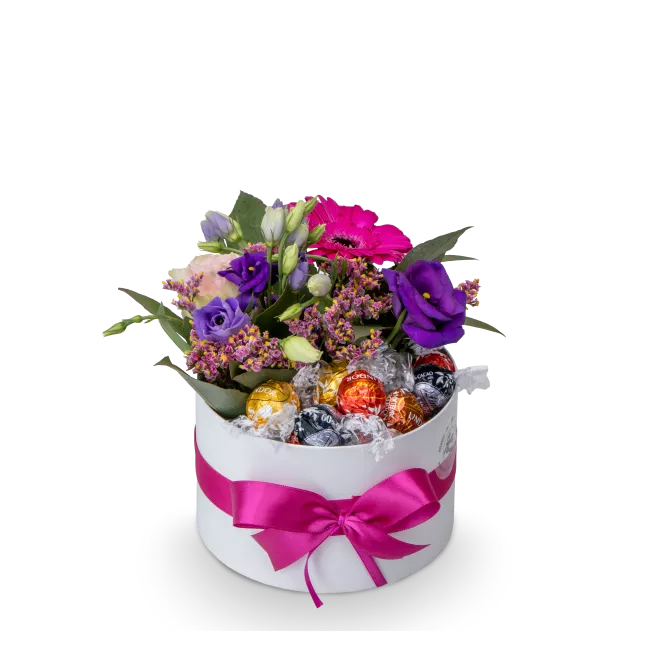 Flower box with a mix of chocolates